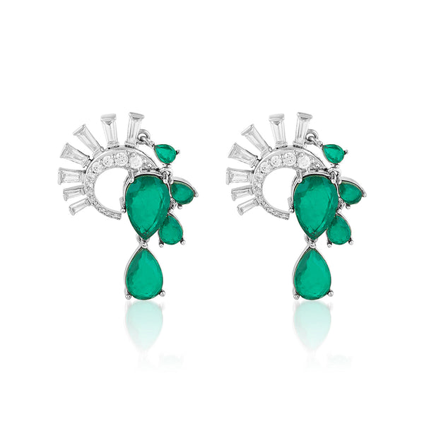 isharya Mor Emerald Statement Studs Earrings Green