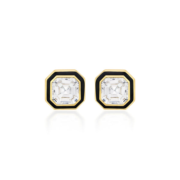 Isharya Moss Gold Octa Crystal Studs Earrings Gold