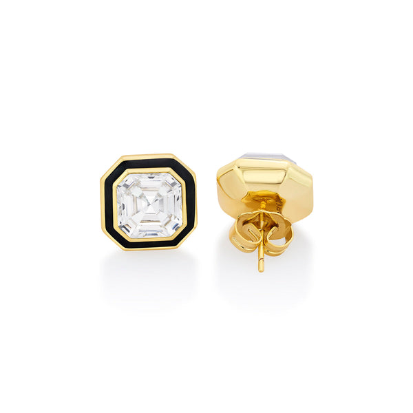 Isharya Moss Gold Octa Crystal Studs Earrings Gold