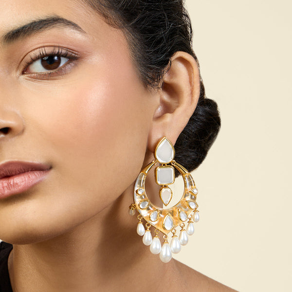 isharya Moti Mahal Moon Baalis Earrings