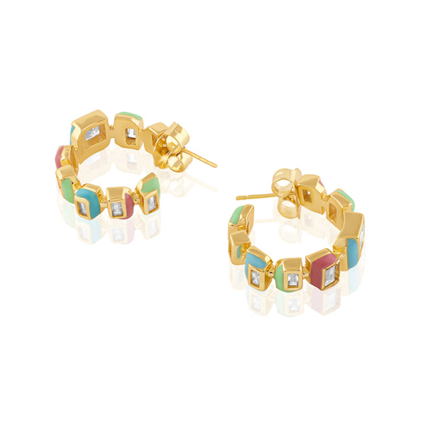 Isharya Multi Squares Hoops Earrings