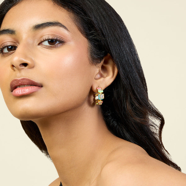 Isharya Multi Squares Hoops Earrings