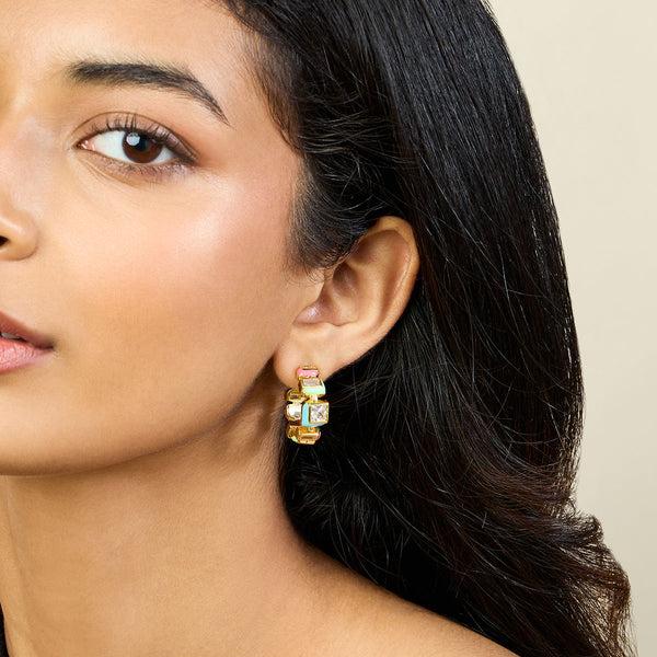 isharya Multi Squares Hoops Earrings