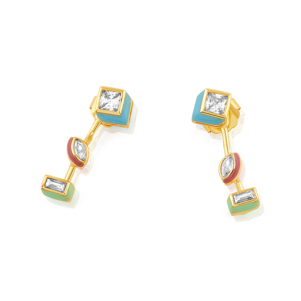 Isharya Multicolor Front Back Earrings Earrings