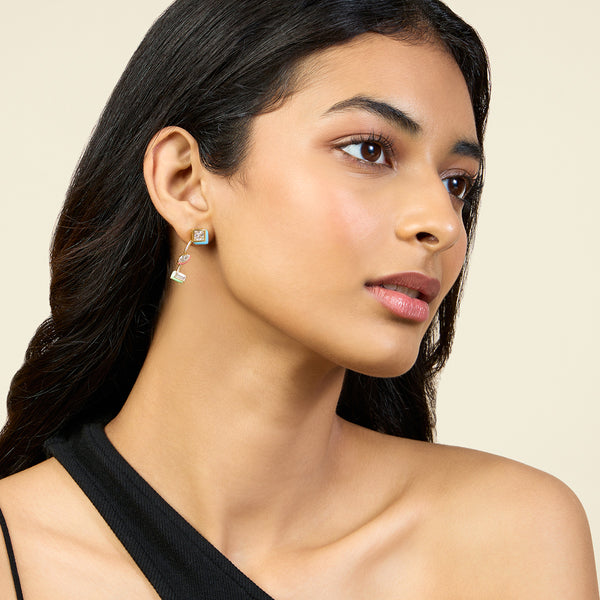 Isharya Multicolor Front Back Earrings Earrings