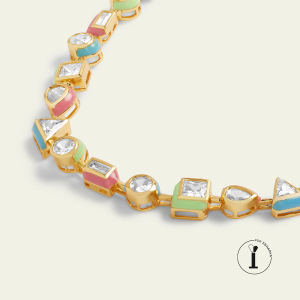 Isharya Multicolour Enamel Necklace Necklaces