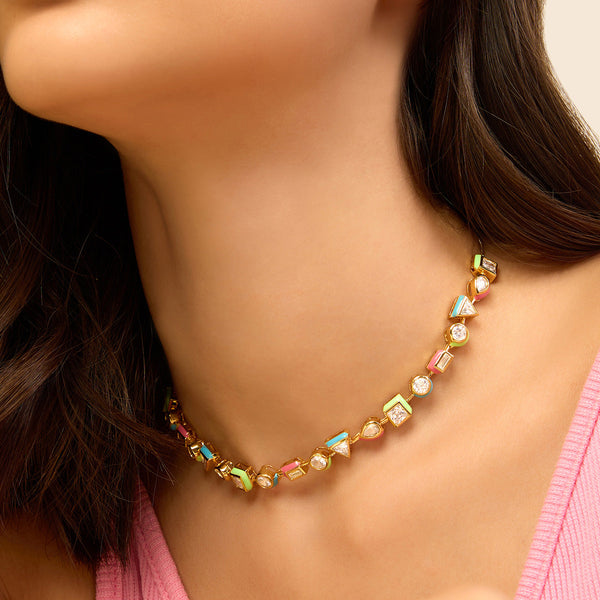 isharya Multicolour Enamel Necklace Necklaces