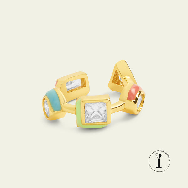 Isharya Multicolour Enamel Ring Rings