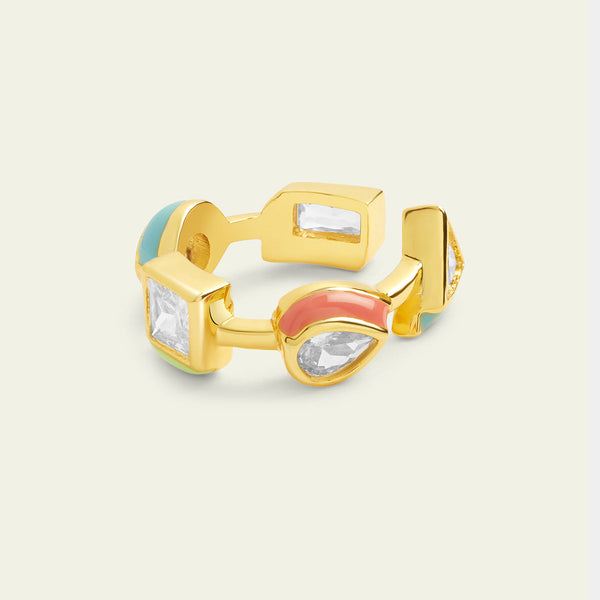 Isharya Multicolour Enamel Ring Rings