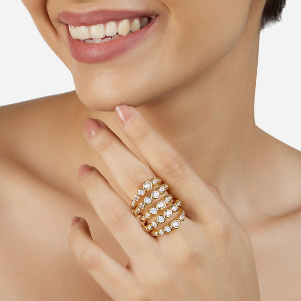 isharya Nazm CZ Multi-band Cocktail Ring Rings 5