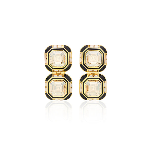 isharya Optic Deco Crystal Studs Earrings Gold