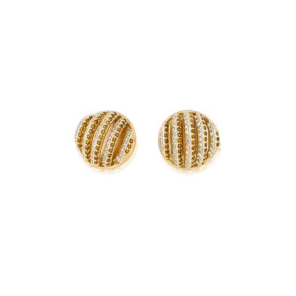 Isharya Orange Bling Button Studs Earrings