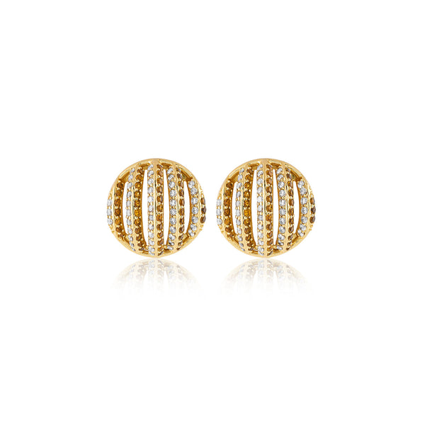 isharya Orange Bling Button Studs Earrings