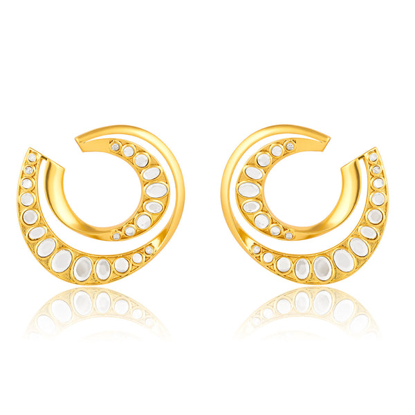 Isharya Orange Peel Double Hoops Earrings White