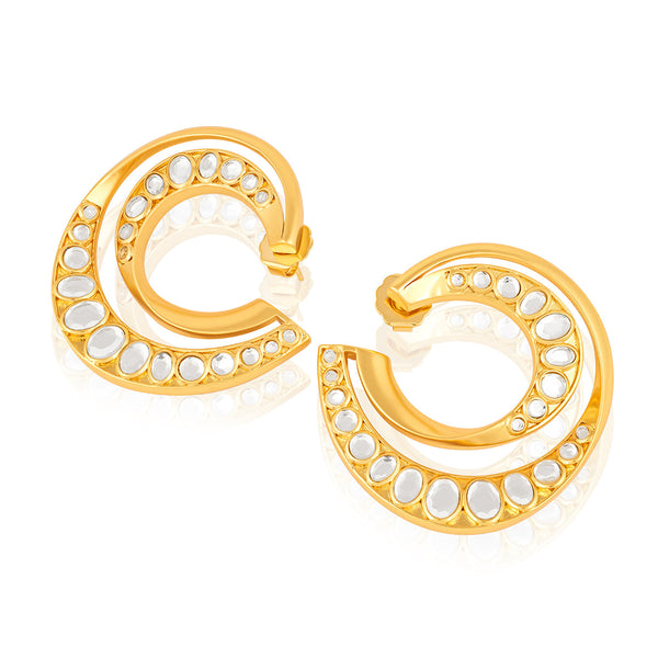 Isharya Orange Peel Double Hoops Earrings White