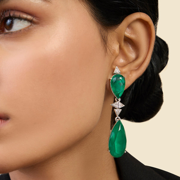 isharya Pear Cut Emerald Drop Earrings Earrings