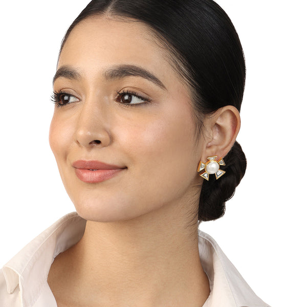 isharya Perla Mirror Stud Earrings Earrings Gold