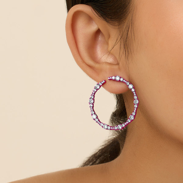 Isharya Pink Circle Studs Earrings Pink