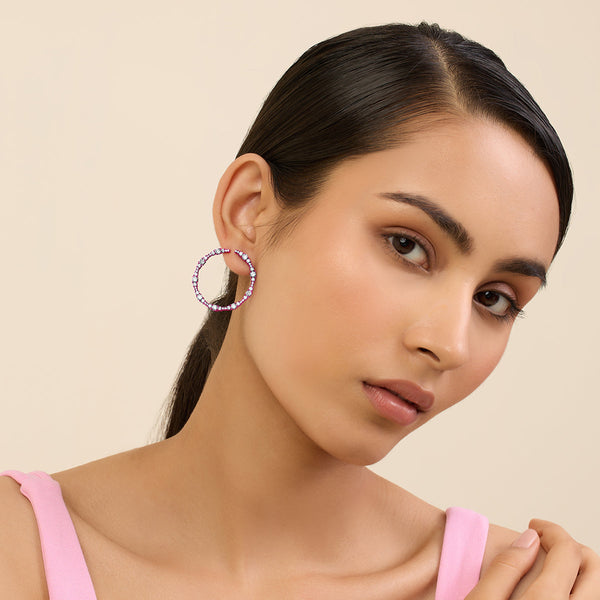 Isharya Pink Circle Studs Earrings Pink