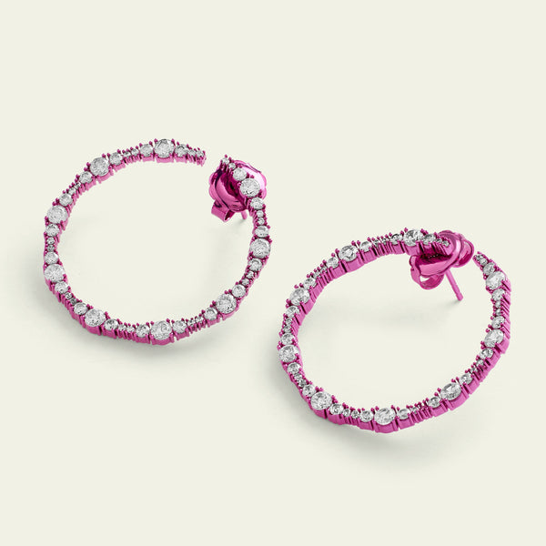 Isharya Pink Circle Studs Earrings Pink