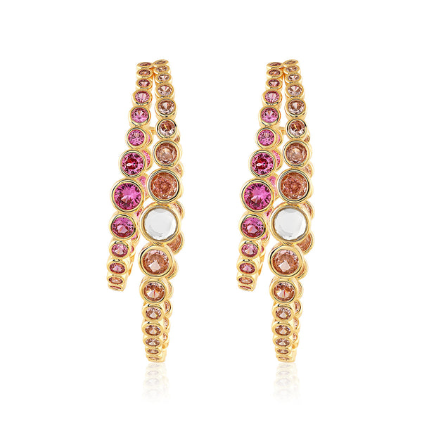 Isharya Pink Double Statement Hoops Earrings