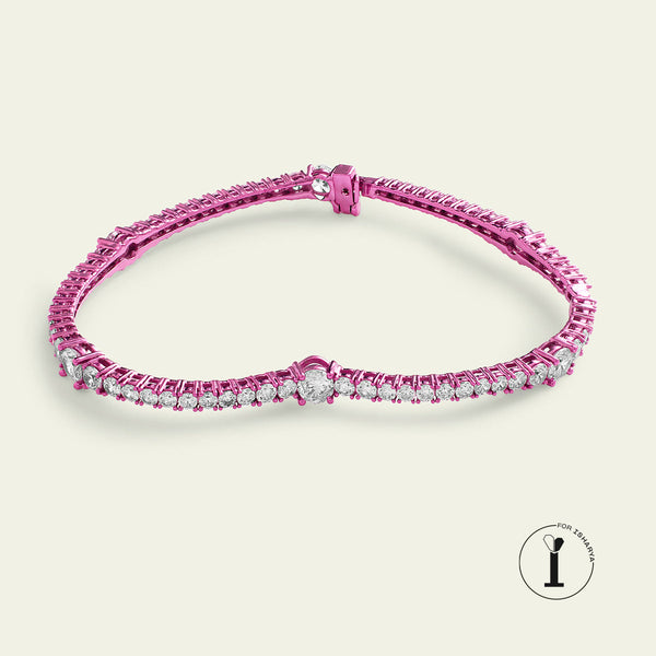 isharya Pink Heart Bangle Bracelets Pink
