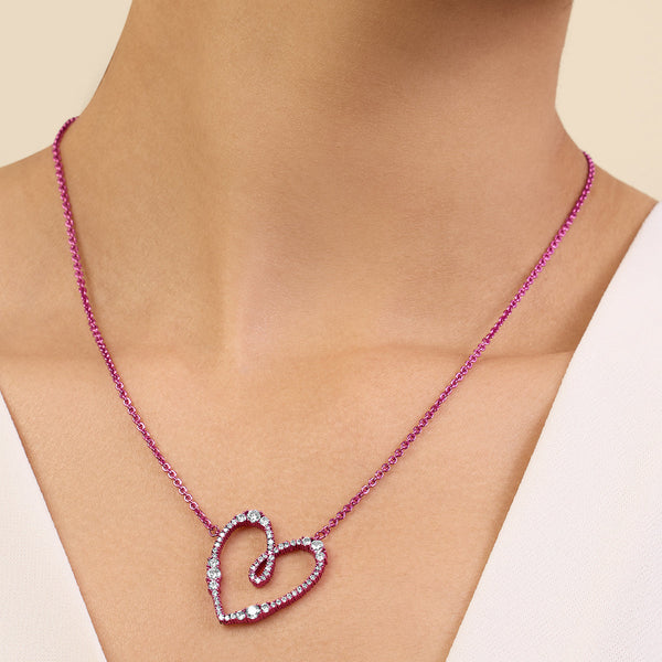 Isharya Pink Heart Pendant Necklaces Pink