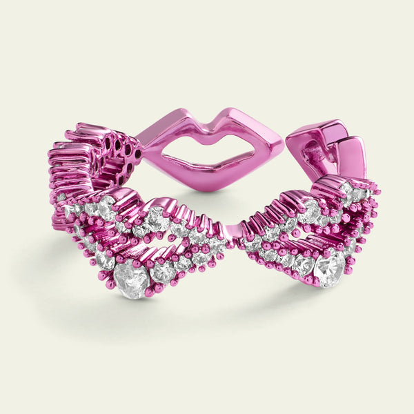 Isharya Pink Lips Ring Rings Pink