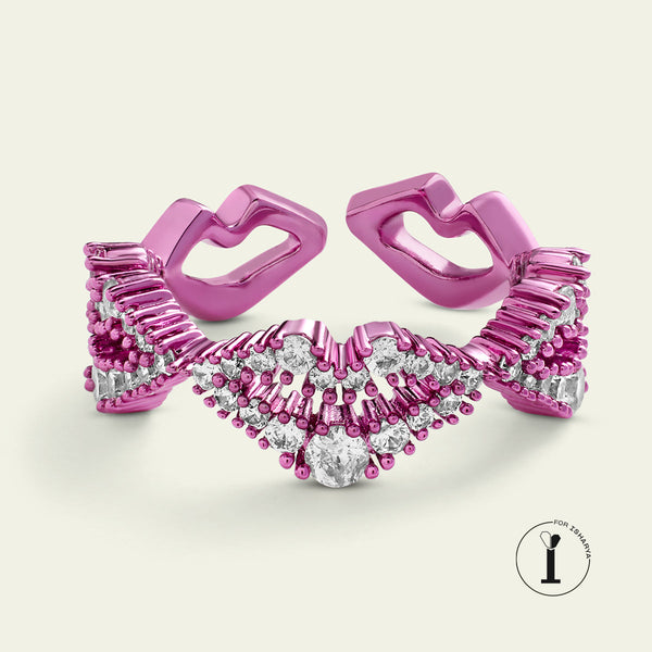 isharya Pink Lips Ring Rings Pink