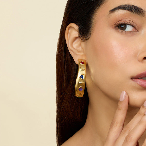 isharya Precious Gems Hoops Earrings