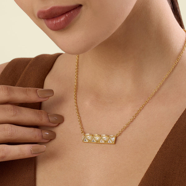 isharya Pyramid Mirror Pendant Necklace Necklaces