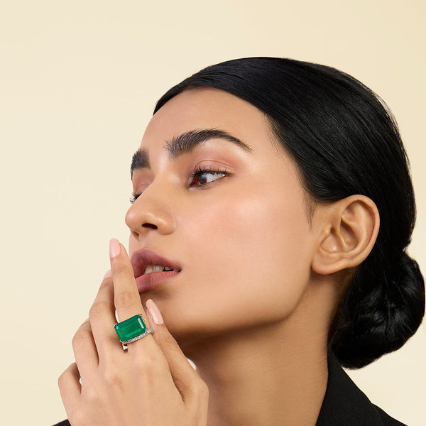 Isharya Radiant Emerald Cut Cocktail Ring Rings 5