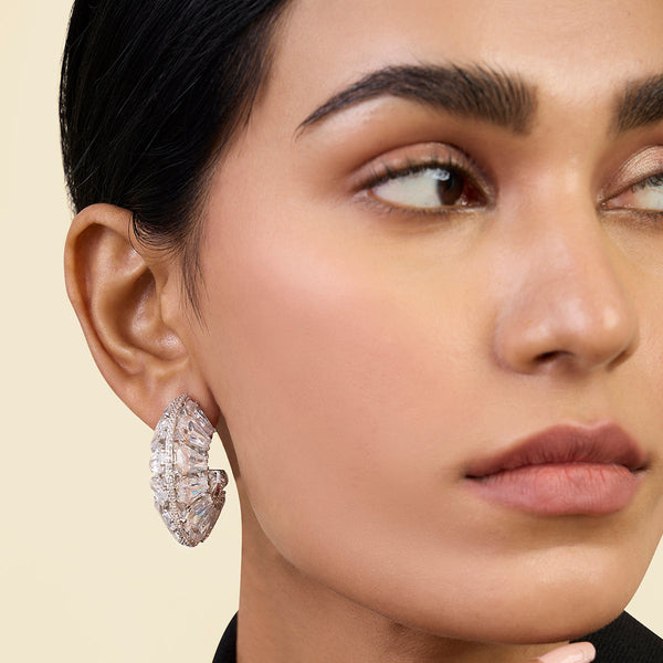 Isharya Radiant Huggie Earrings Earrings White