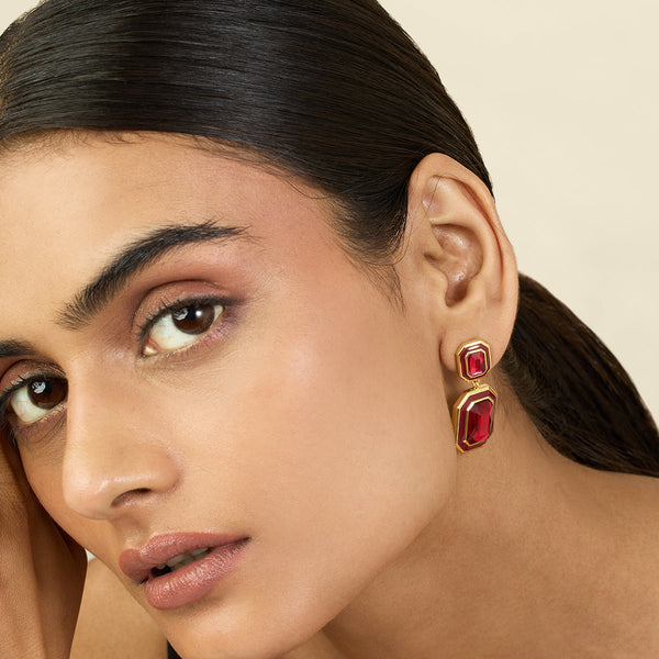 isharya Red Party Girl Earrings Earrings