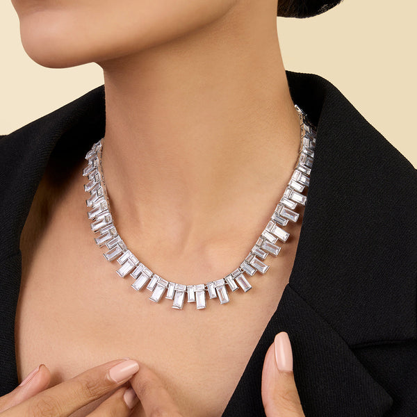 Isharya Riviere Baguette Necklace Necklaces White