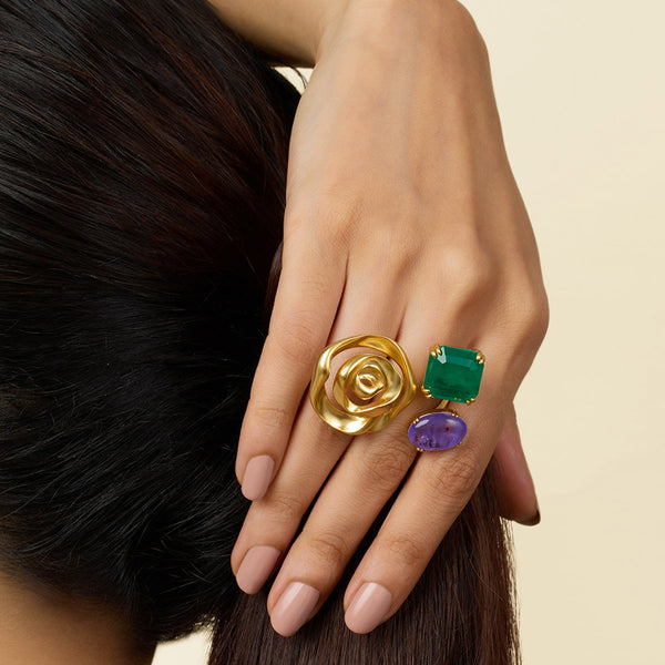 isharya Rosé Gems Open Ring Rings Free Size