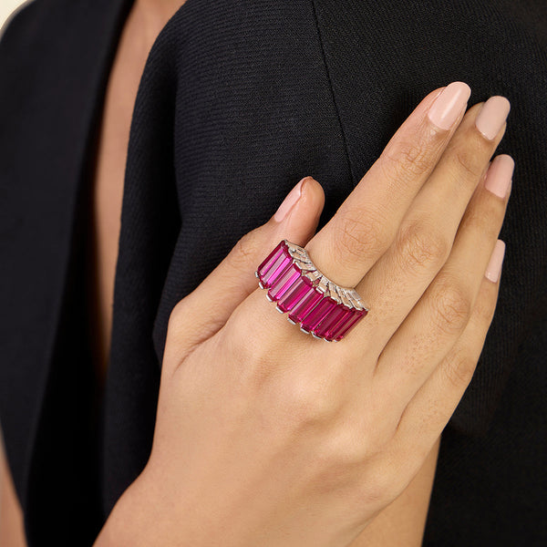 isharya Ruby Corumdum Baguette Band Rings 5