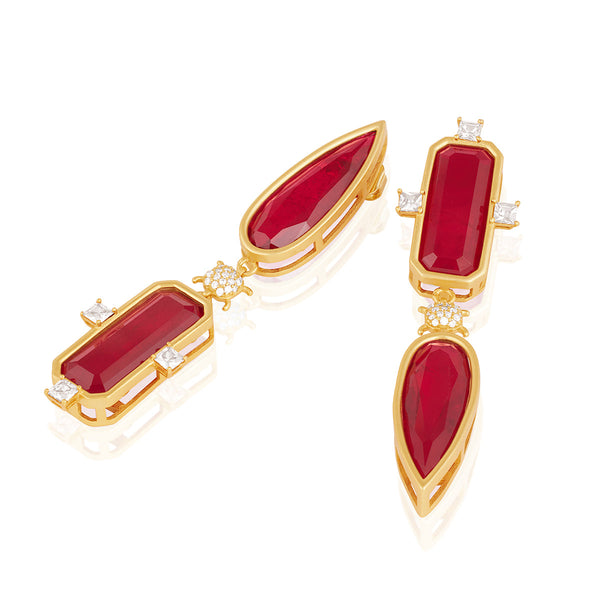 Isharya Ruby Rossette Danglers Earrings Red