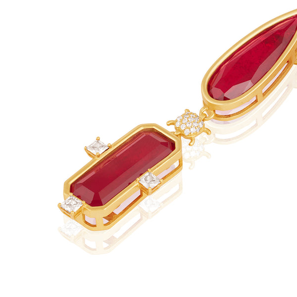 Isharya Ruby Rossette Danglers Earrings Red