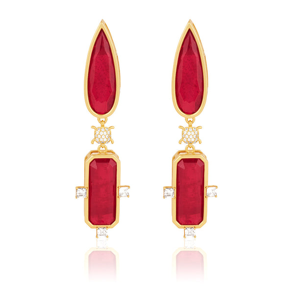 isharya Ruby Rossette Danglers Earrings Red