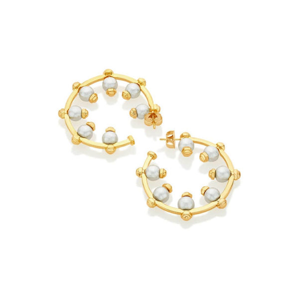 Isharya Sandberg Pearl Hoops Earrings White