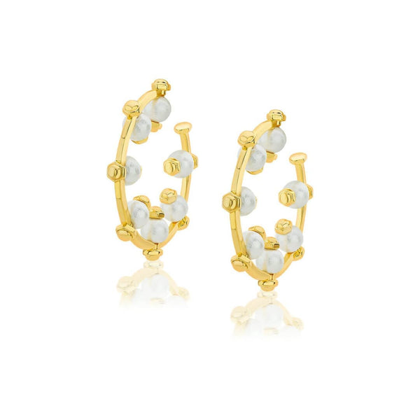 isharya Sandberg Pearl Hoops Earrings White