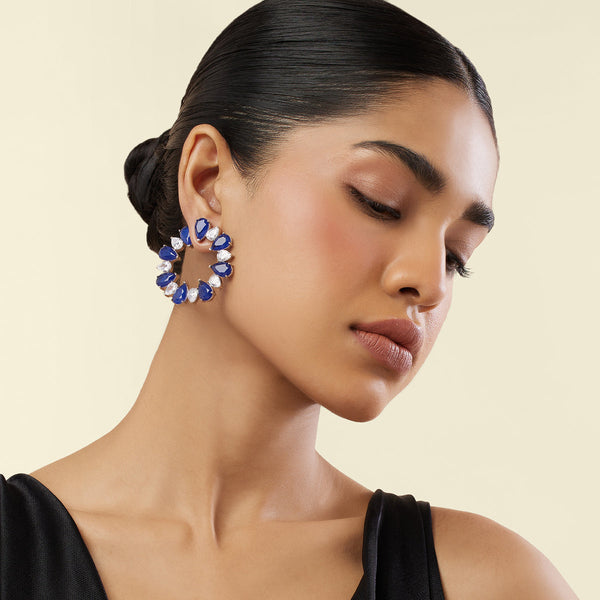 Isharya Sapphire Glow Circle Studs Earrings