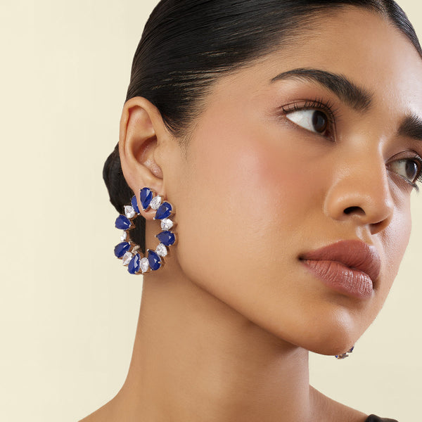 isharya Sapphire Glow Circle Studs Earrings