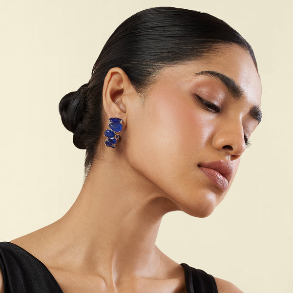 isharya Sapphire Glow Statement Hoops Earrings