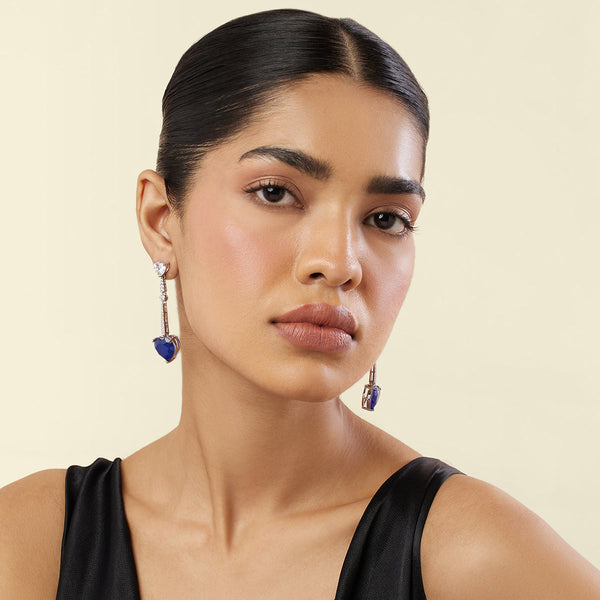 Isharya Sapphire Heart Luxe Danglers Earrings