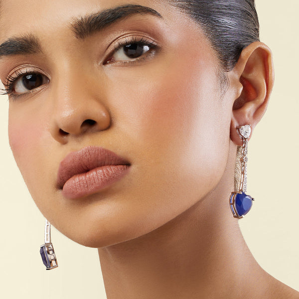 isharya Sapphire Heart Luxe Danglers Earrings