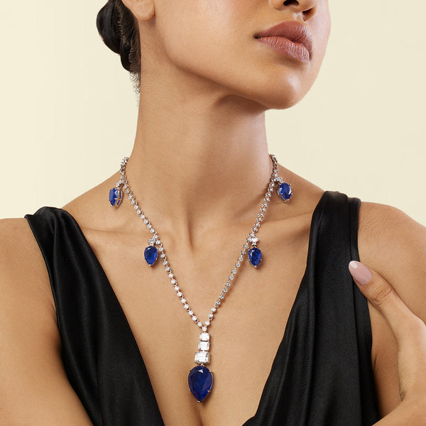 Isharya Sapphire Radiance Long Necklace Necklaces