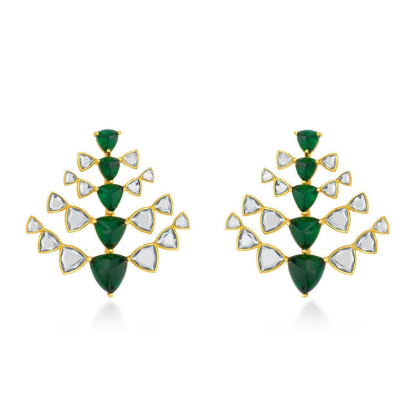 isharya Seher Mirror & Hydro Emerald Studs Earrings