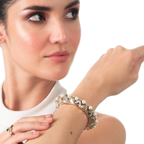 isharya Seher Mirror & Pearl Statement Cuff Cuff XS